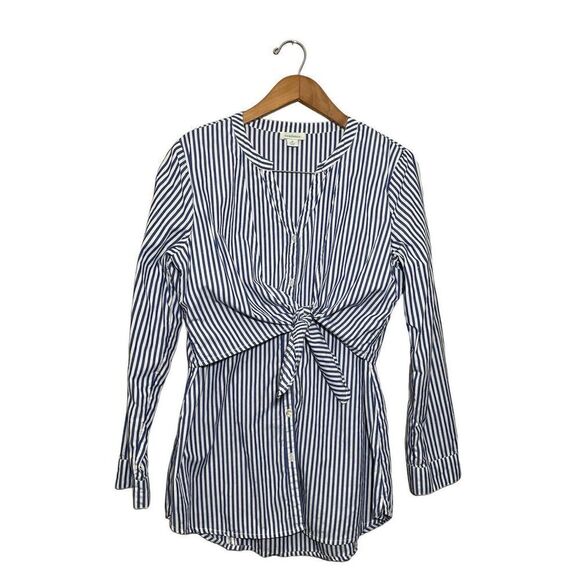 Sundance Tops - Sundance Front Tie Blouse Top Women’s Large Blue White Cotton Button Up Stripes